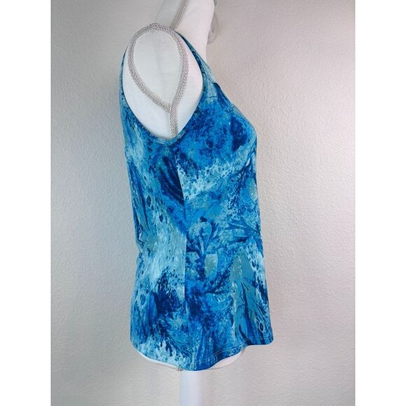 White House‎ Black Market women's small blue high neck crochet tank top blouse - Picture 5 of 8